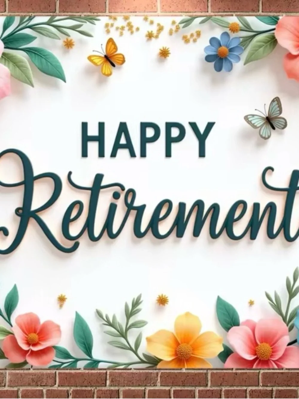 Happy Retirement Floral Banner and Garland Set 2 table runner - Multicolor